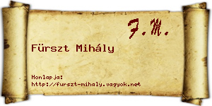 Fürszt Mihály névjegykártya